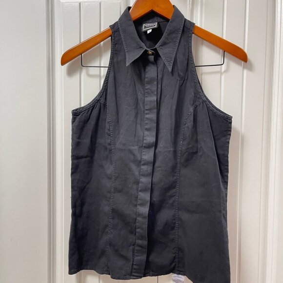 Vintage Versace Jeans Couture Sleeveless Button Up Blouse Black - Picture 4 of 14